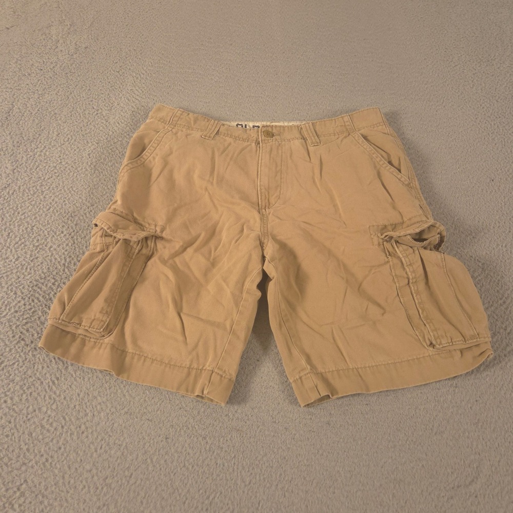 VINTAGE Old Navy Shorts Mens 33 Tan Khaki Cargo Straight Leg Cotton Utility Y2K
